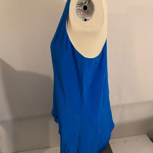 Lavendar Brown Womens Tank Top Blue Silk V Neck Racerback Size Small - Picture 9 of 13